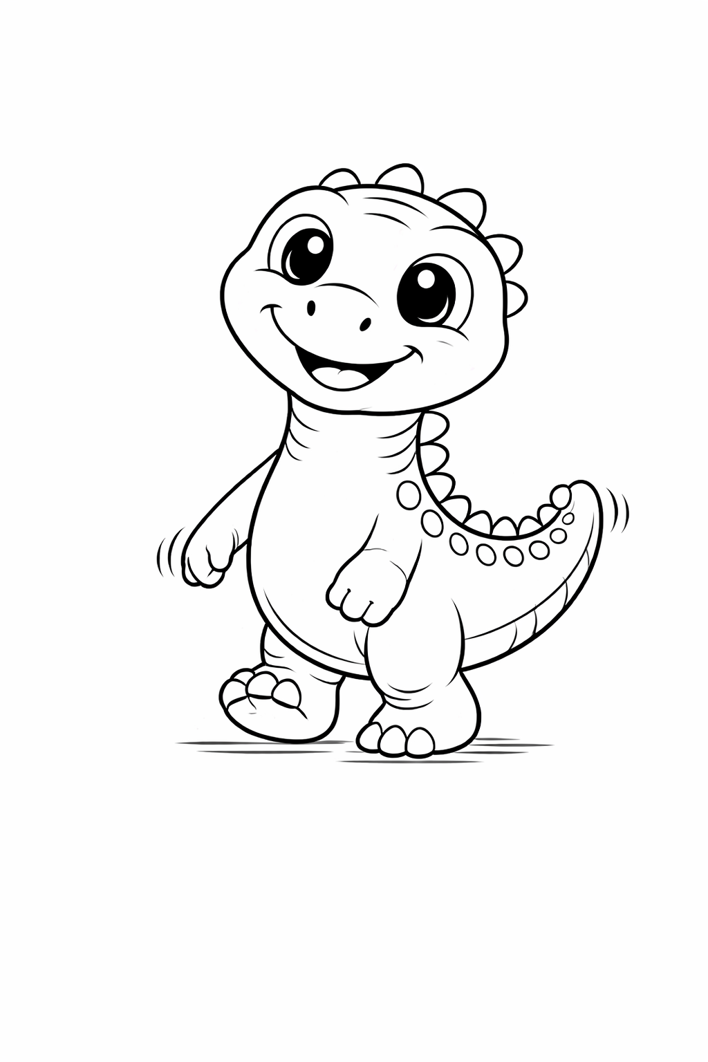 Toddler dinosaur coloring page with big bold outlines